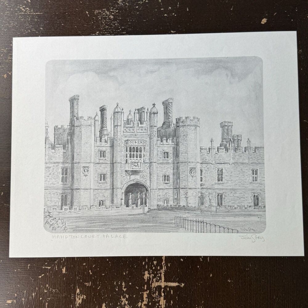 Art Print Signed 13x10 Hampton Court Palace Historic London England Tudor